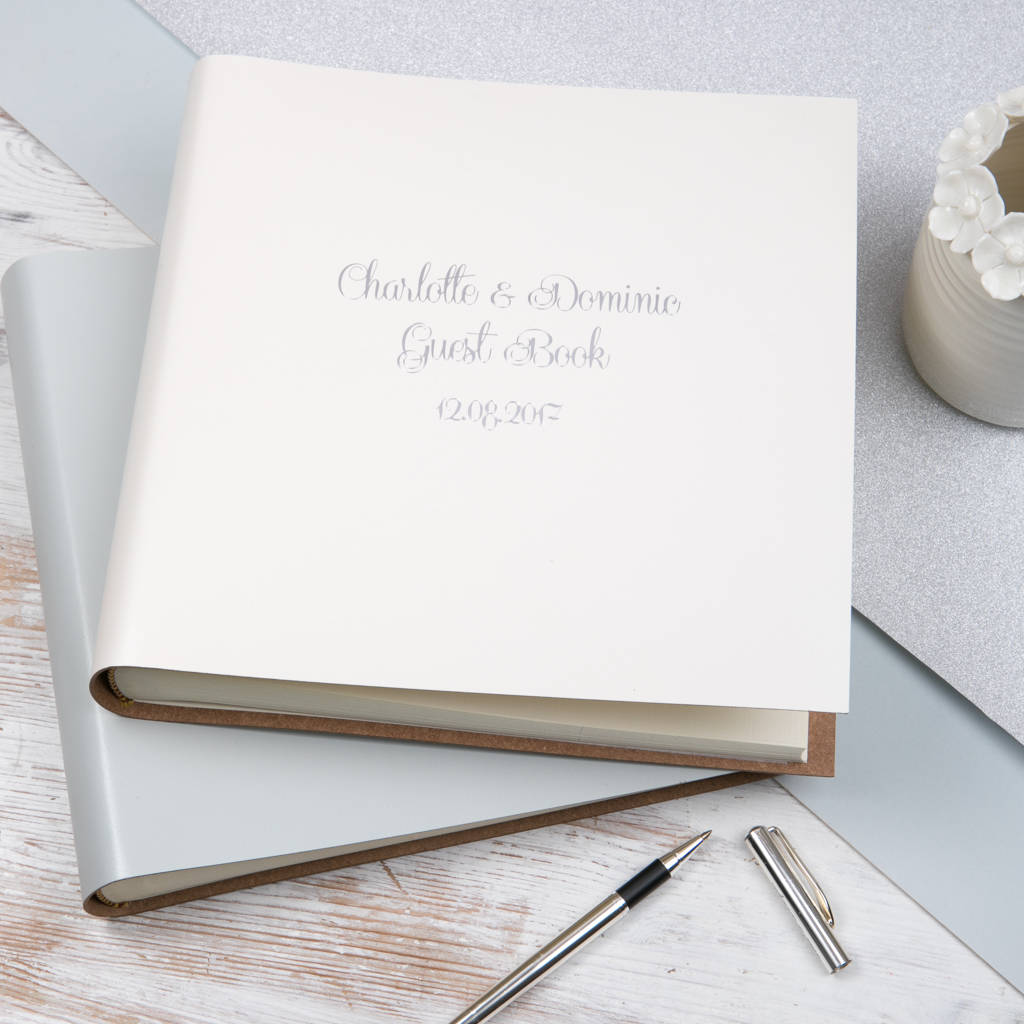 personalised leather guest book with romantic font by begolden