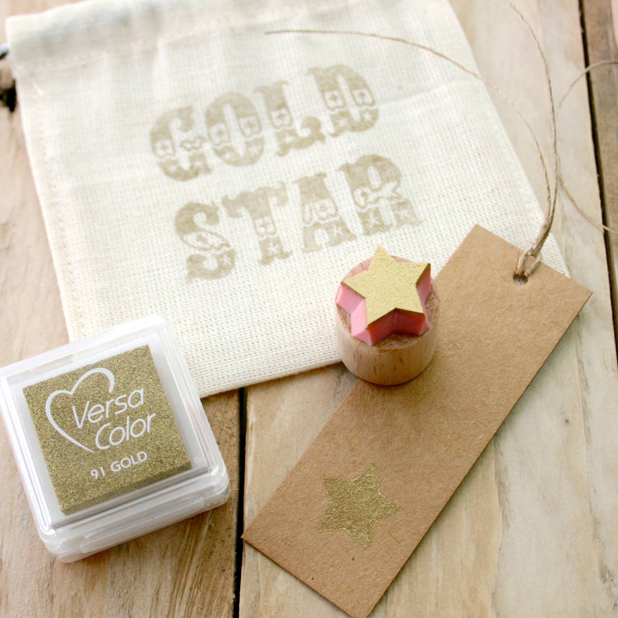 gold star reward stamp set by little stamp store