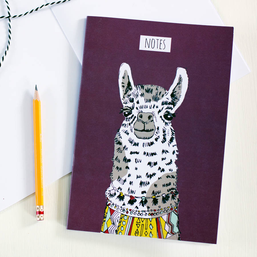 curious llama notebook by bat & wolf | notonthehighstreet.com