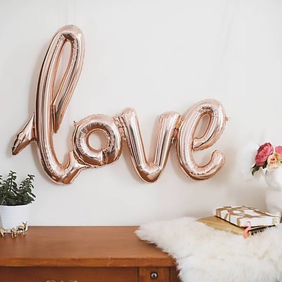 Love Script Rose Gold Balloon By Team Hen 8286