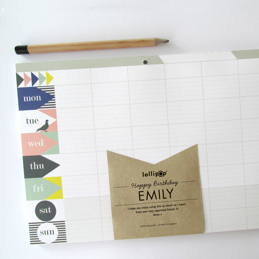 Personalised Weekly Planner Pad