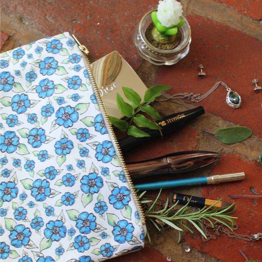 azure watercolour flower pouch by lili price studio