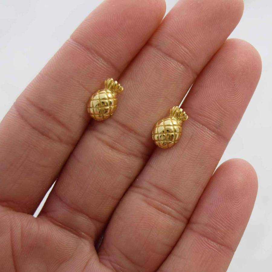 pineapple stud earrings by dainty edge jewellery