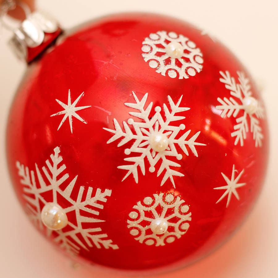 luxury red hand painted glass tree baubles by dibor