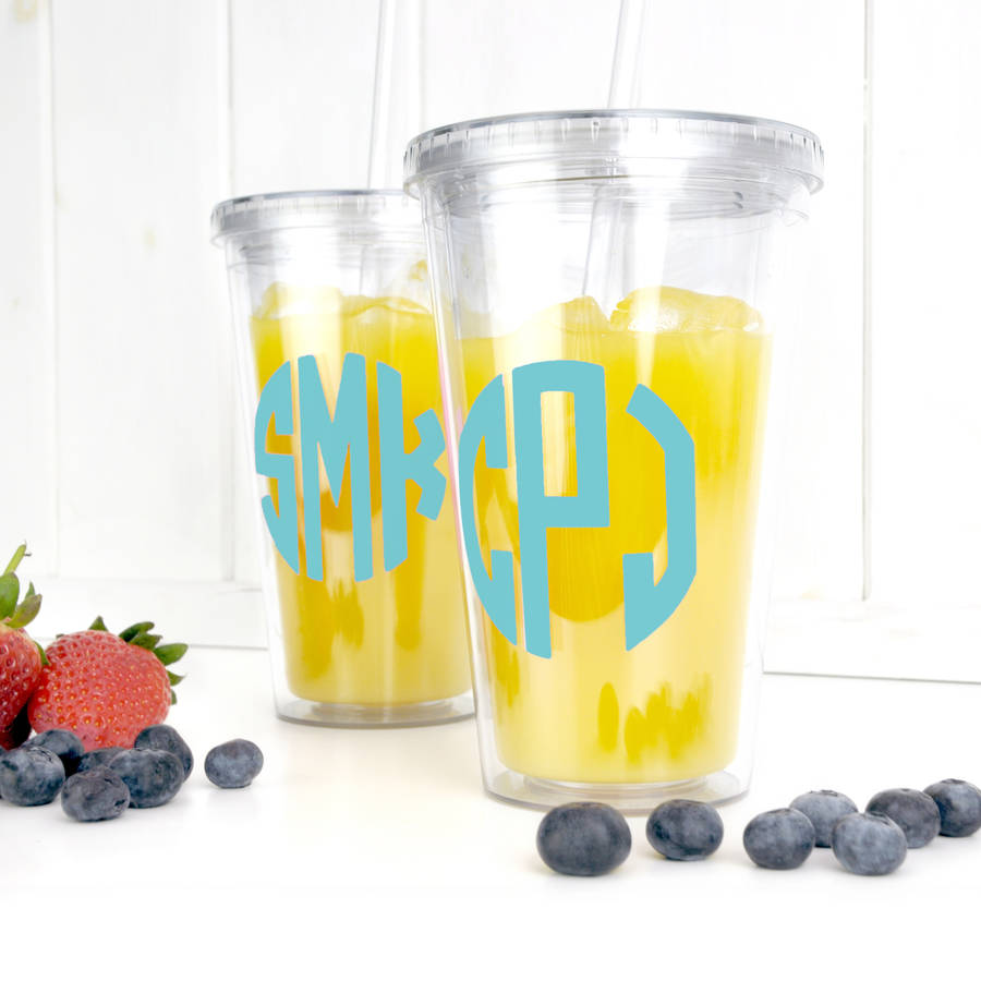 personalised monogram drinks tumbler by peach blossom