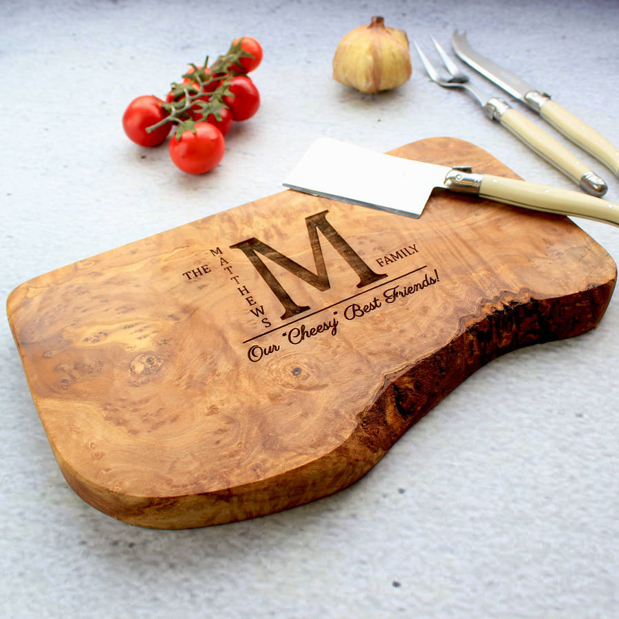 Personalised Natural Olive Wood Cheese Board By The Rustic Dish 