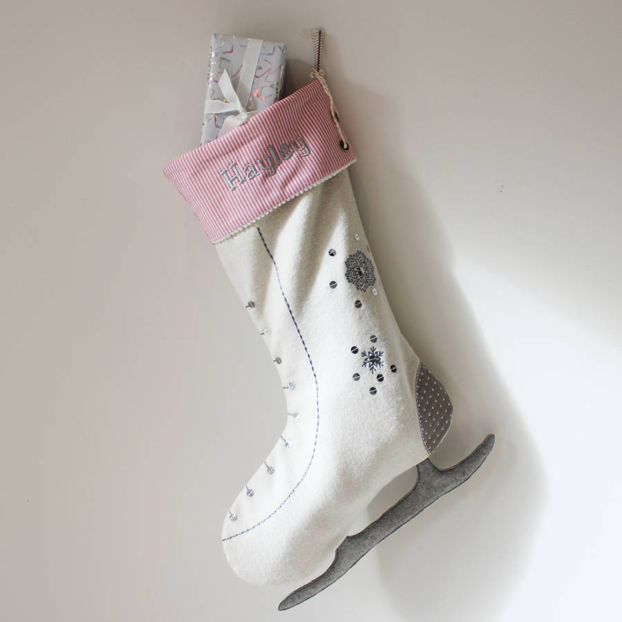 christmas ice skating boot stocking by lime tree london