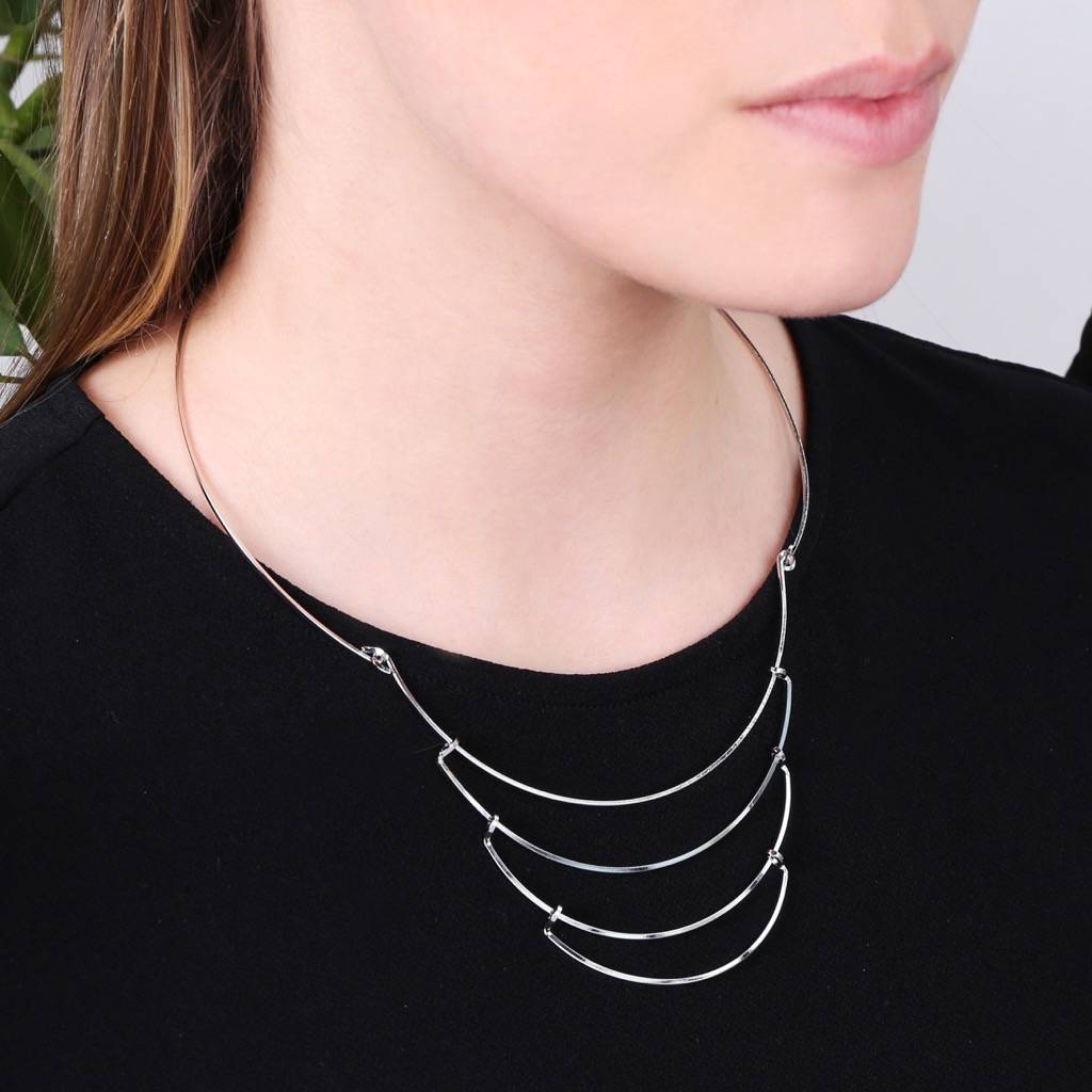 delicate layered metal collar necklace by lisa angel