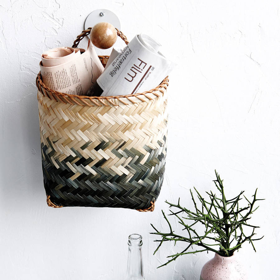 bamboo storage basket w handle, two sizes by old with new