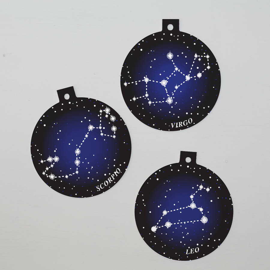 personalised couple's astrological decoration set by claire close