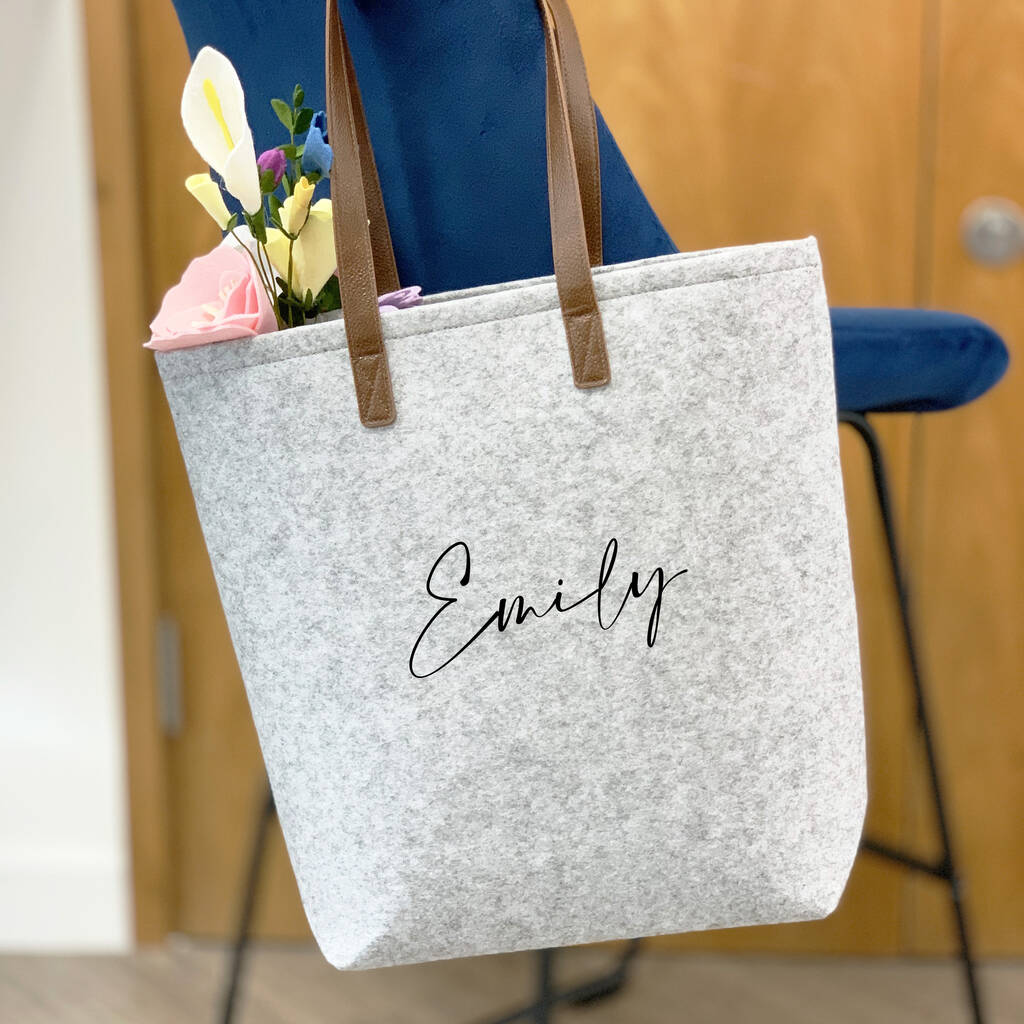 Personalised Felt Tote Bag By Perfect Personalised Gifts