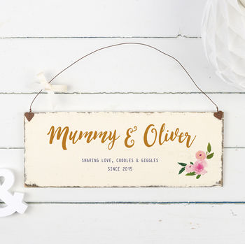 personalised floral mother's day sign by delightful living