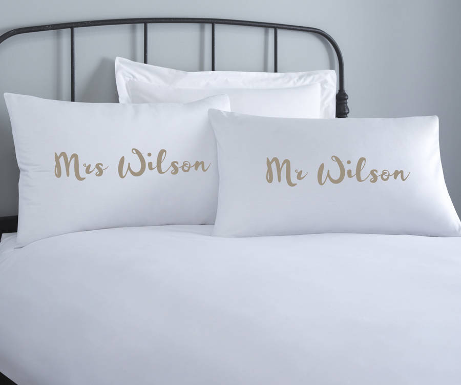 personalised couple wedding pillowcases by koko blossom