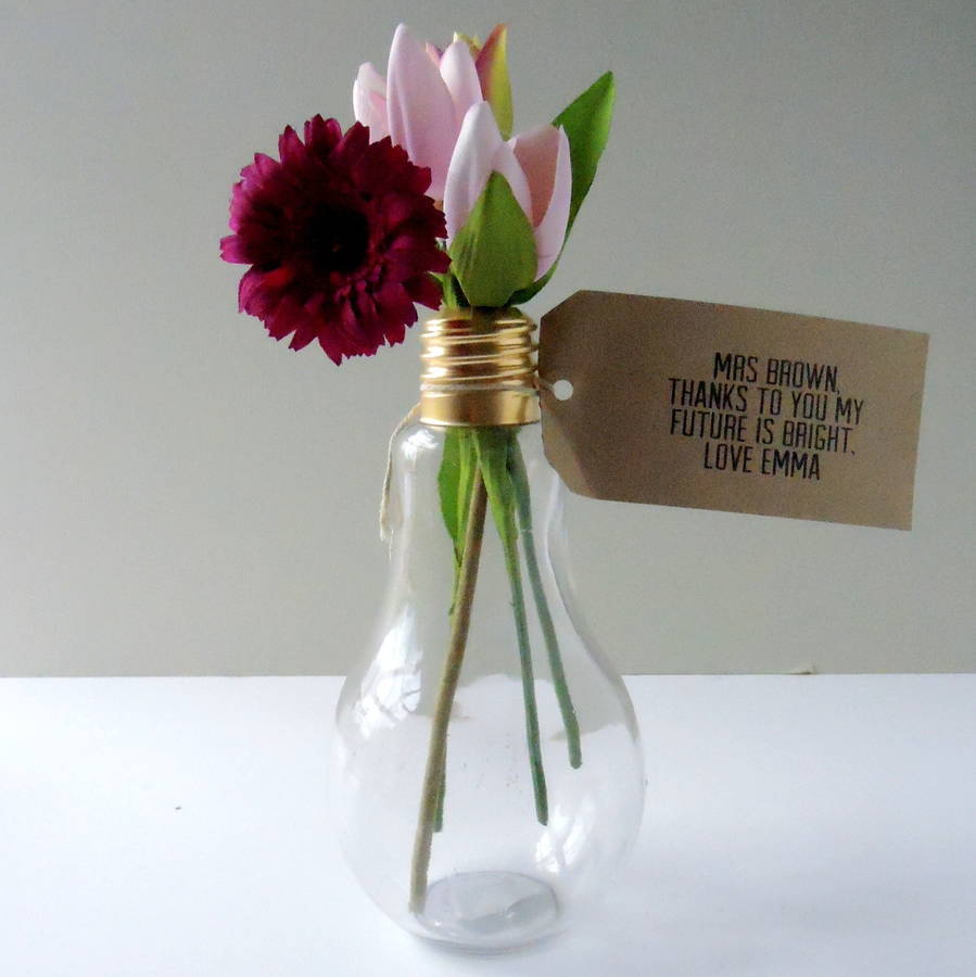 light bulb thank you teacher vase by the alphabet gift shop