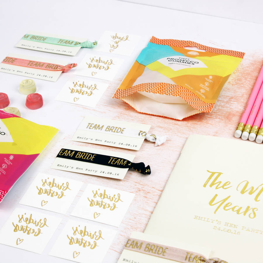 personalised hen party pack by emilie rose