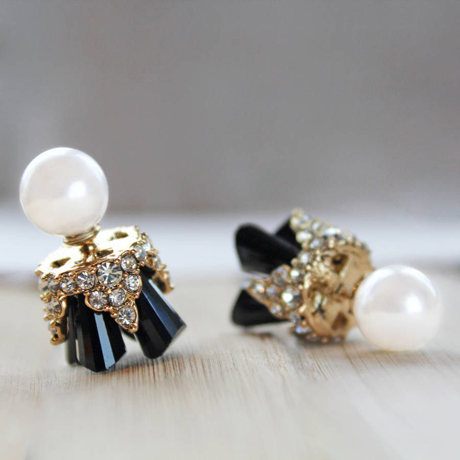 crystal inlayed reversible earrings by rabal