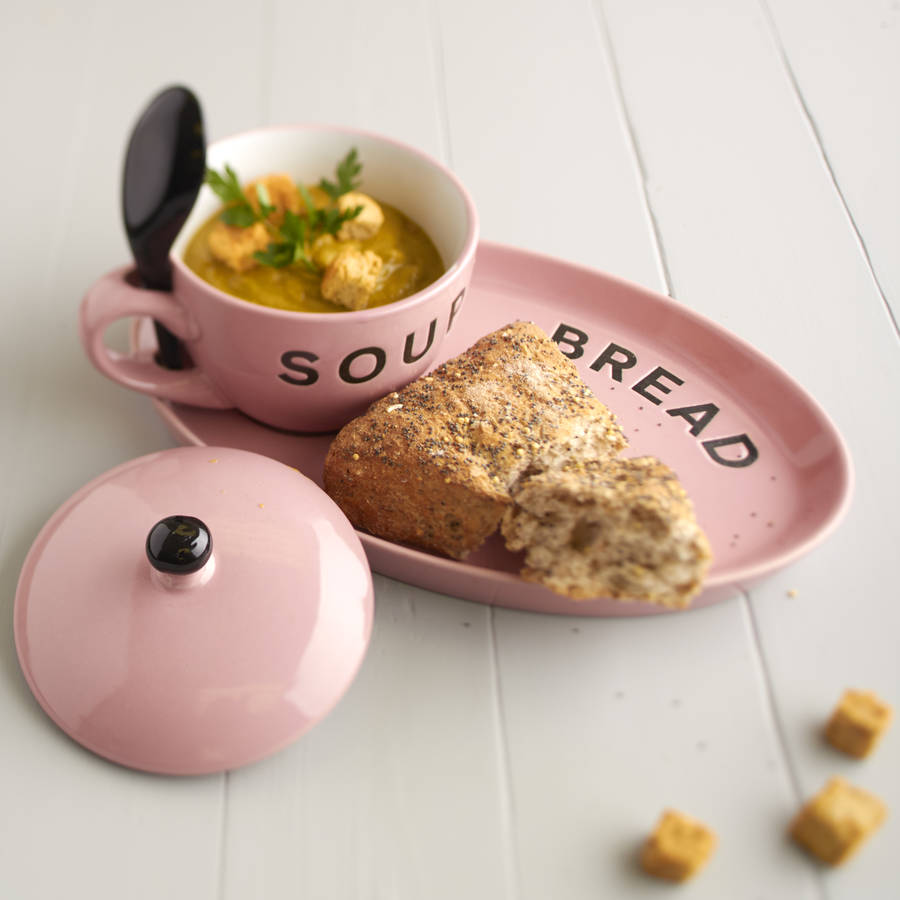 pink soup bowl gift set by the contemporary home