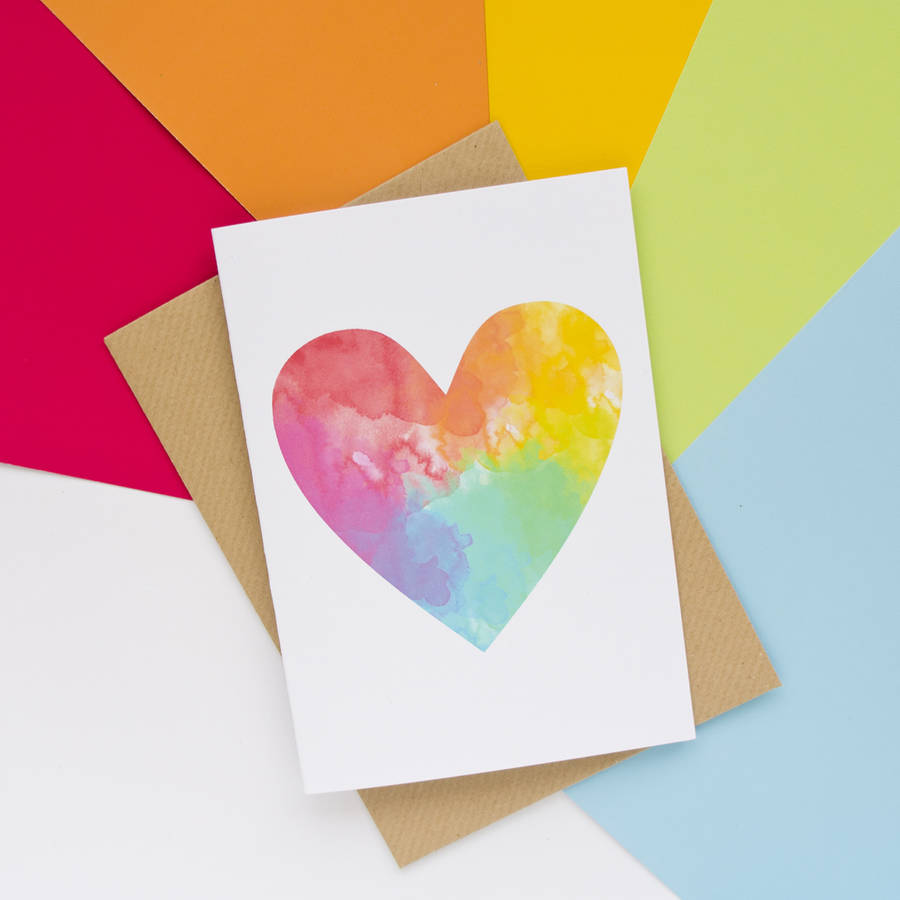 rainbow heart notecard by darwin designs