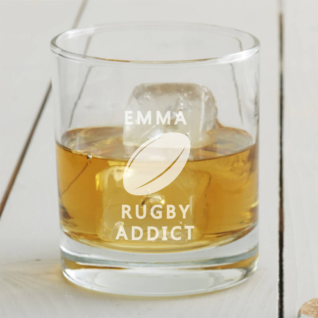 personalised rugby glass by becky broome