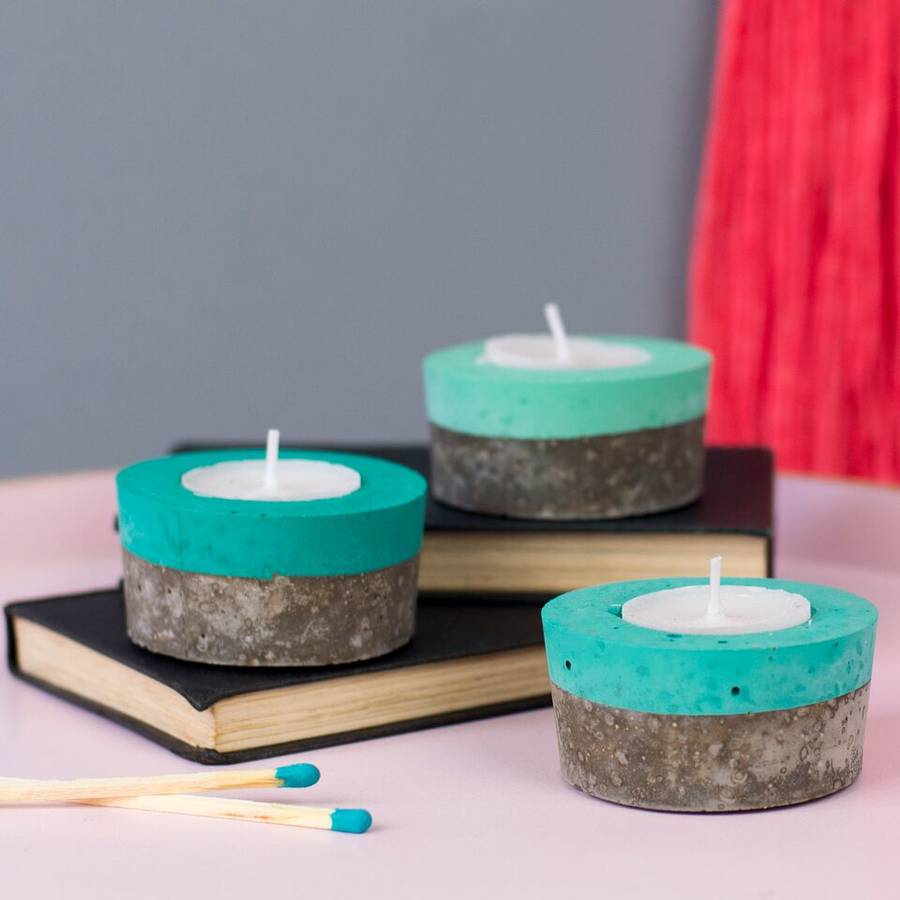 concrete tea light holders by bells and whistles make