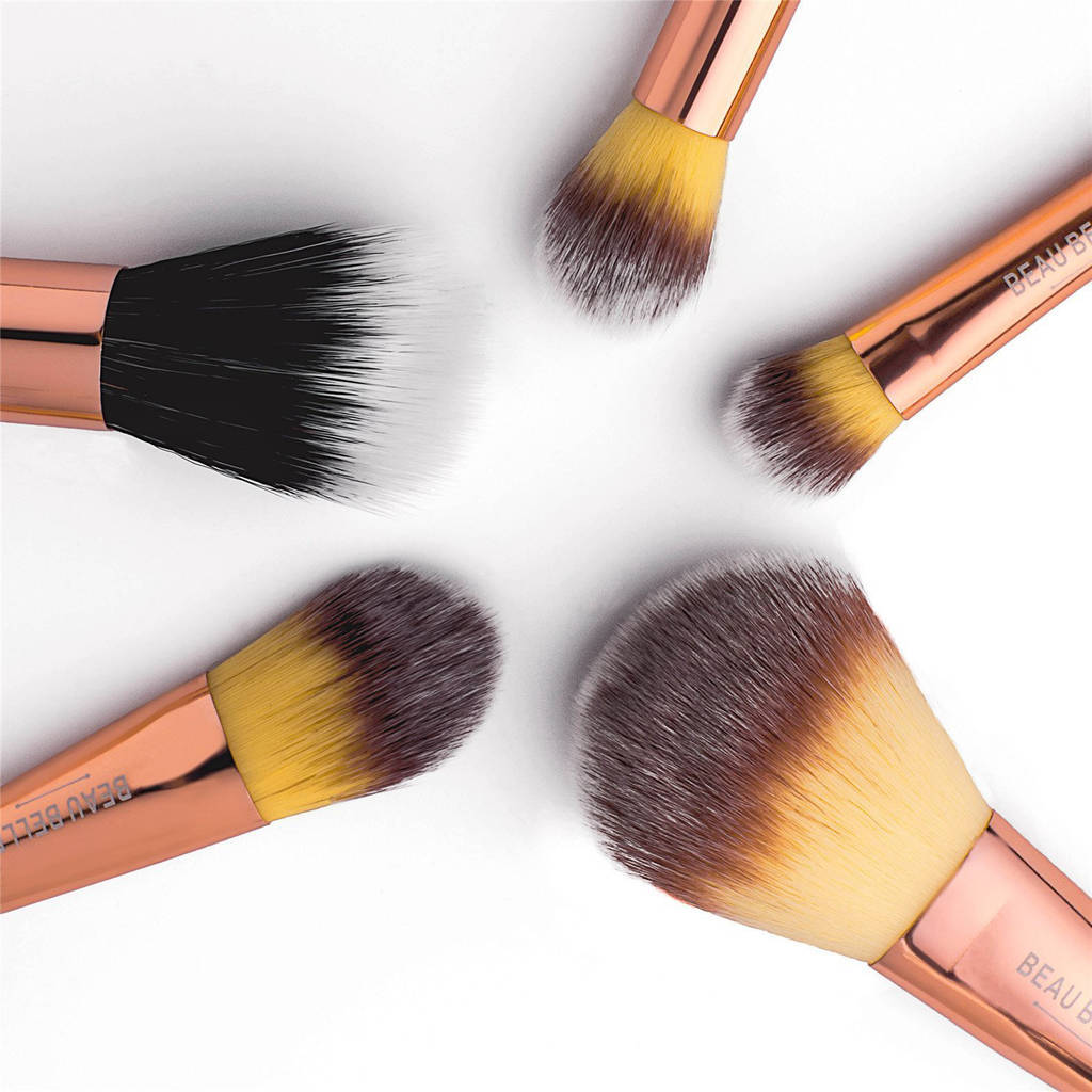 Five Pc Rose Gold Makeup Brush Set By Beau Belle Notonthehighstreet