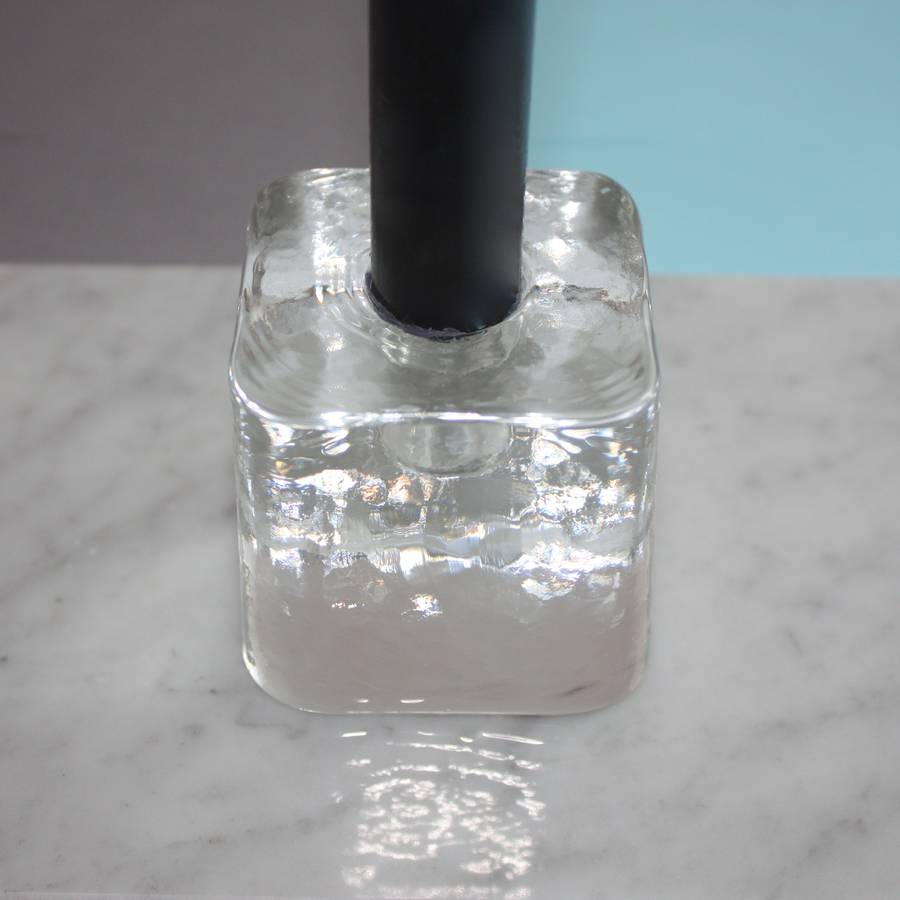 pair of vintage scandinavian glass candle holders by iamia