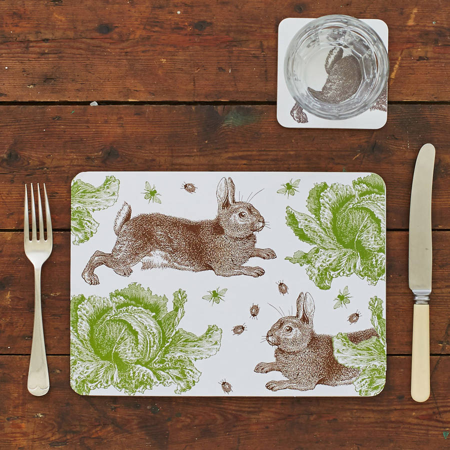 rabbit and cabbage placemat set of four by thornback & peel