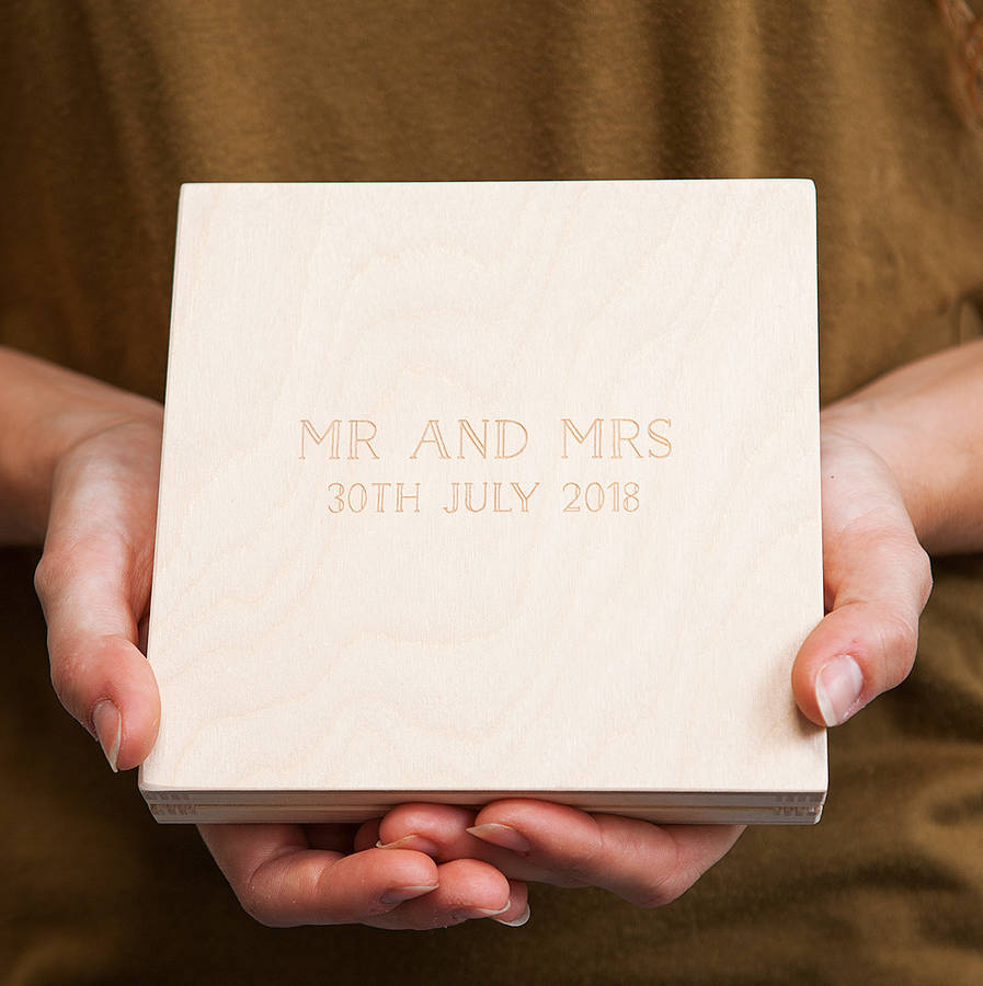 personalised mr and mrs wedding ring box by clouds and currents