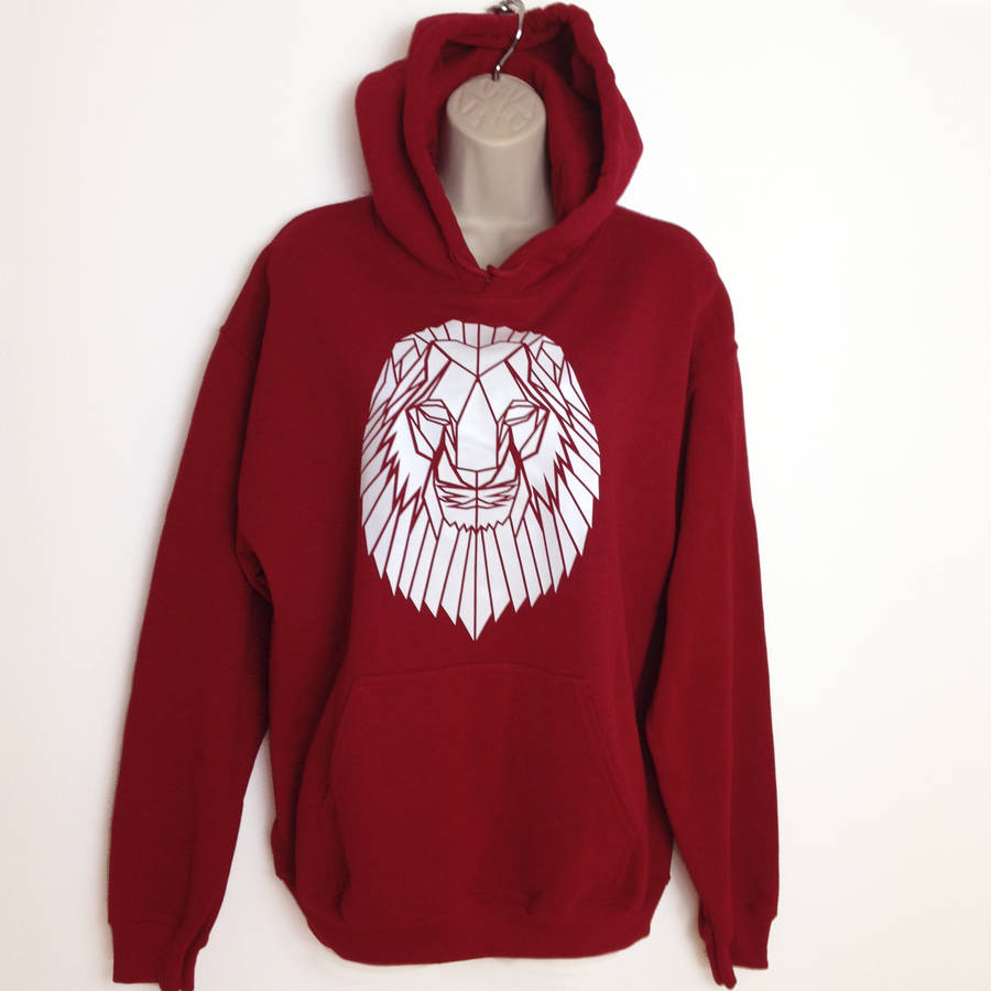 unisex geometric lion hoodie by stencilize