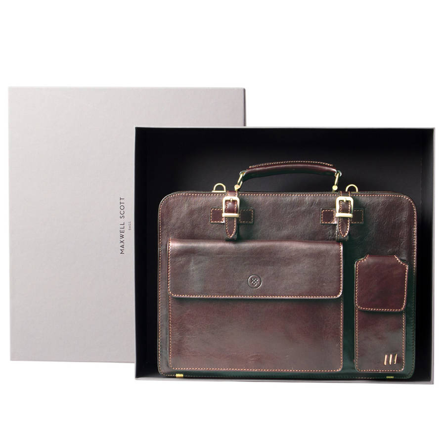 mens classic italian leather briefcase. 'the alanzo' by maxwell scott