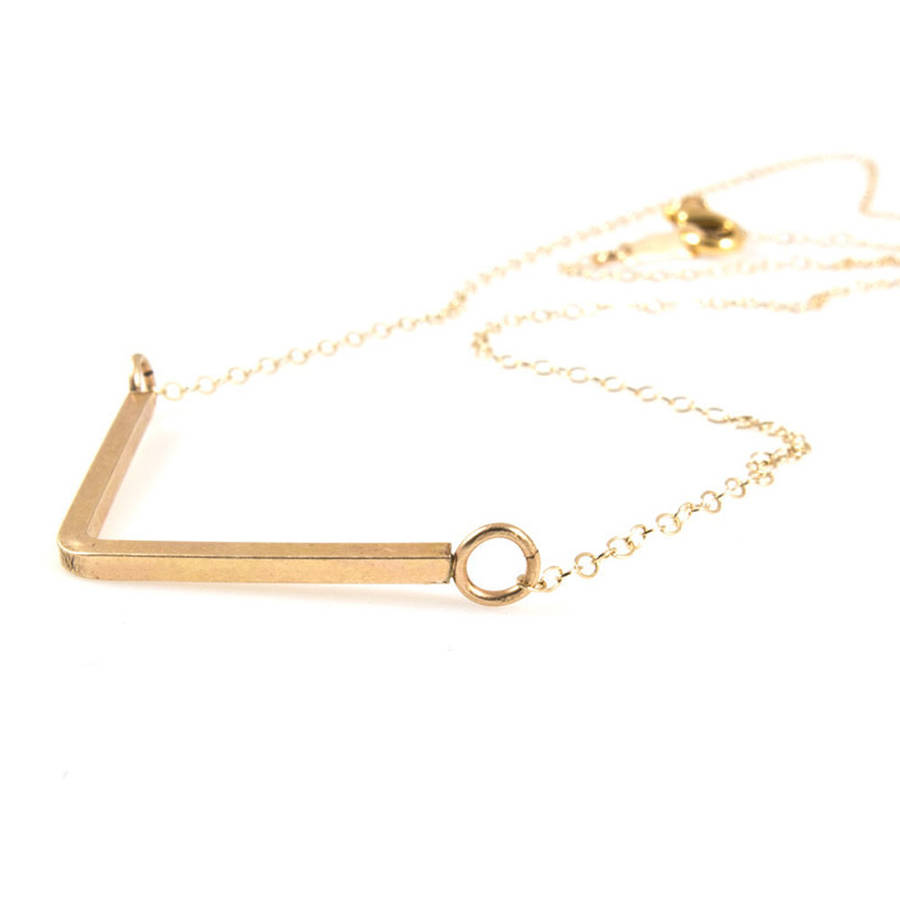gold v shaped pendant necklace by red ruby rouge