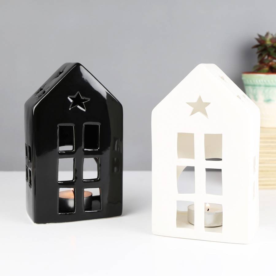 ceramic house tealight holder by lisa angel