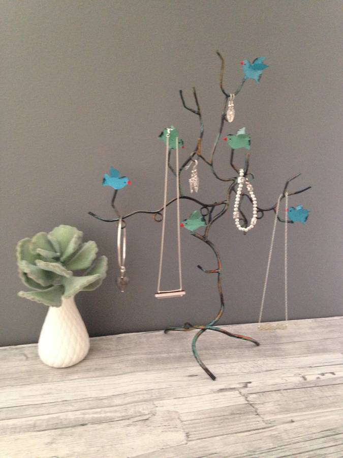 blue or cream birds jewellery tree stand two colours by not a jewellery