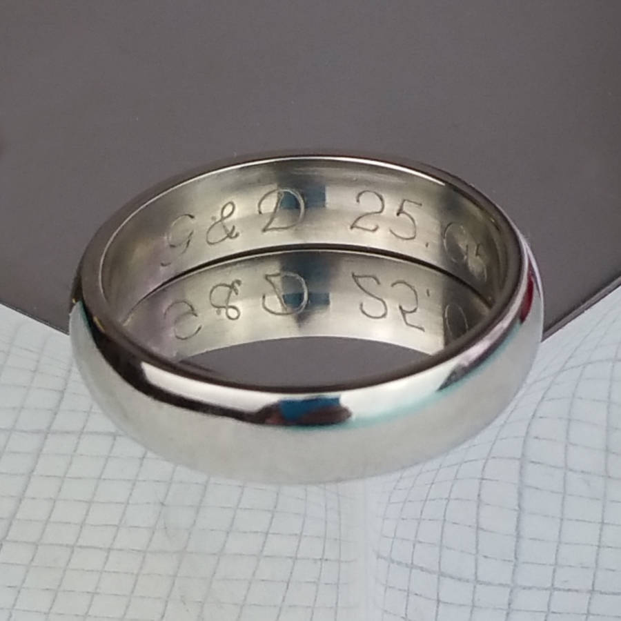 gentleman&#039;s palladium wedding ring with personalisation by david-louis