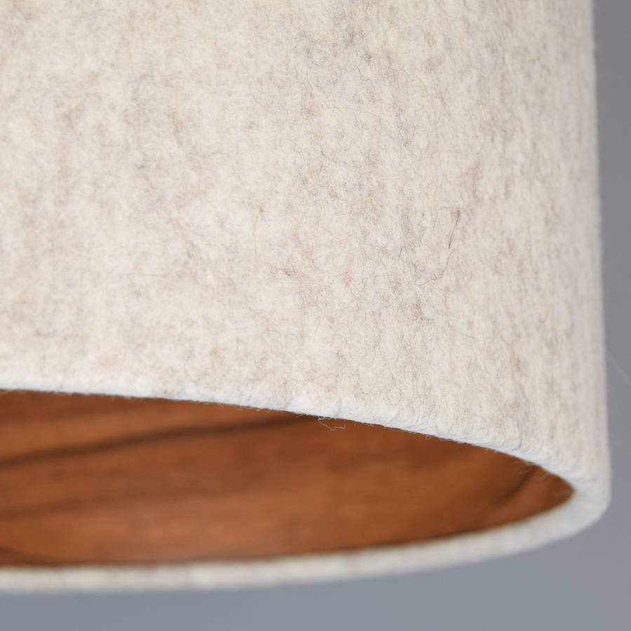 natural wool felt lampshade with choice of wood lining by quirk