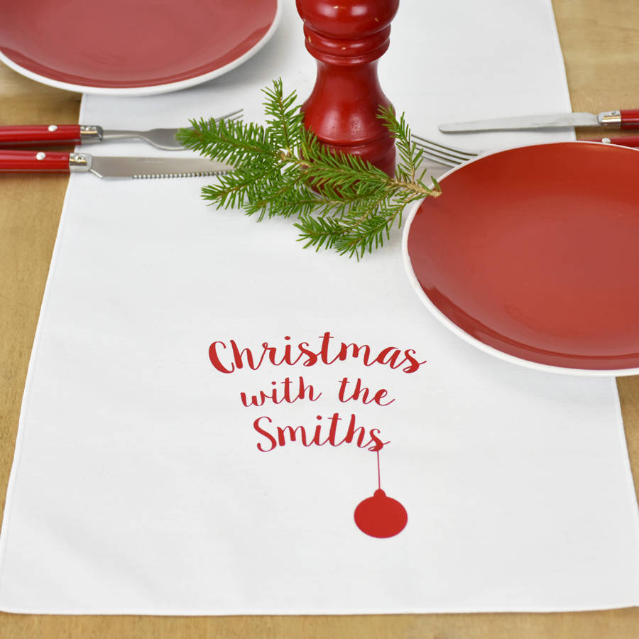 'christmas with the…' personalised table runner by ellie ellie
