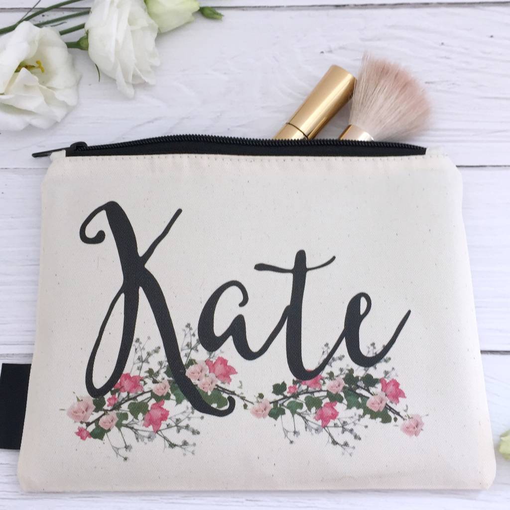 Personalised Floral Make Up Bag By Kelly Connor Designs