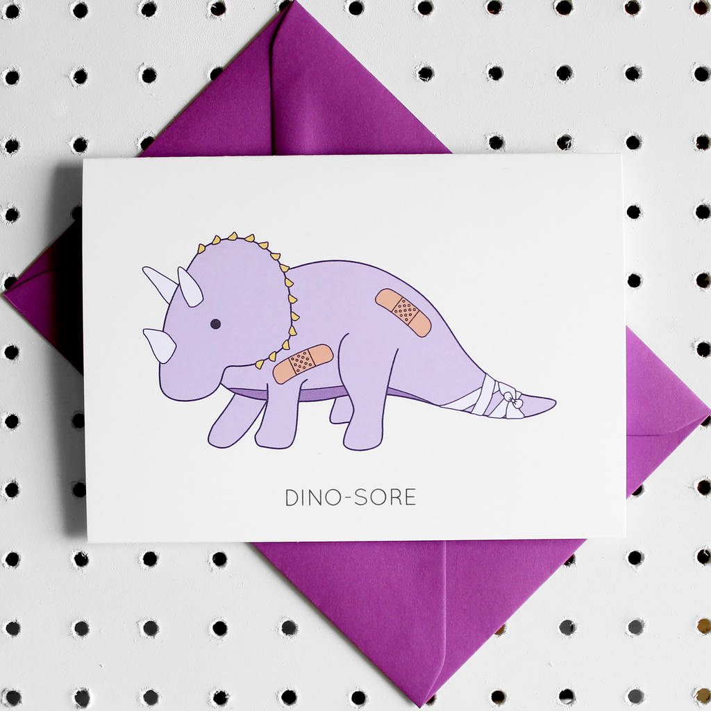 Dino Sore Dinosaur Get Well Soon Card By Charlotte Filshie