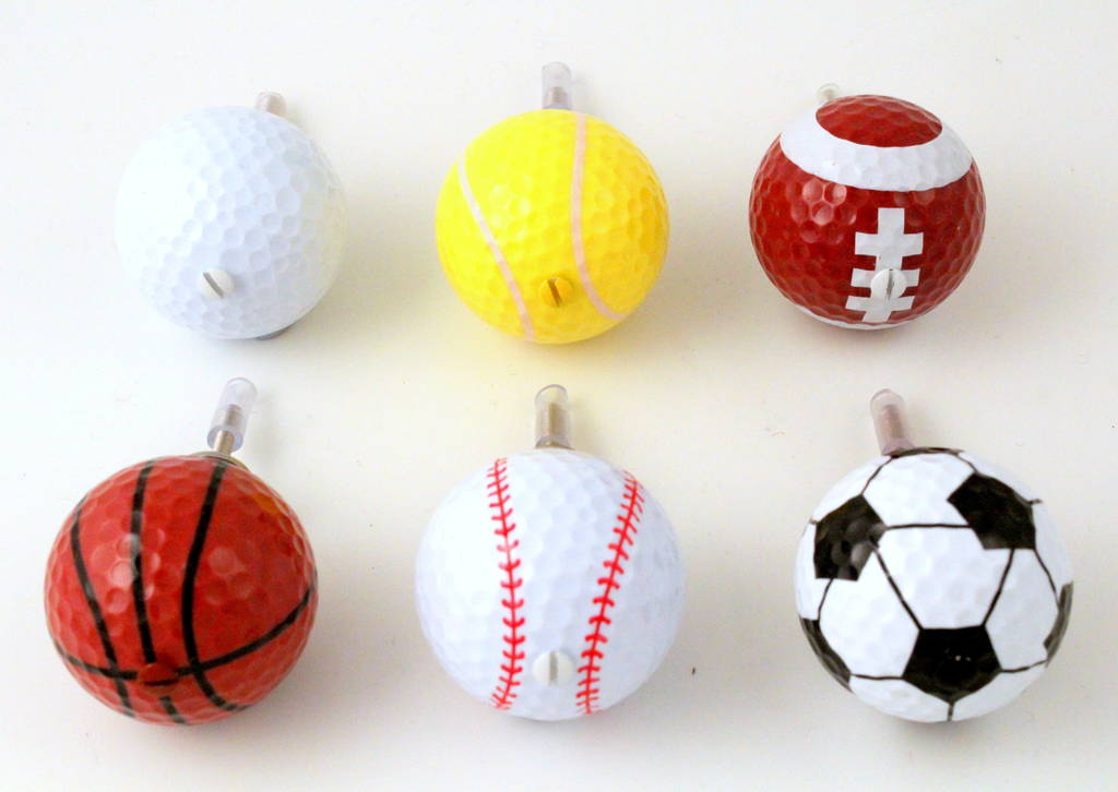 sports ball cupboard knobs set of six by candy queen designs