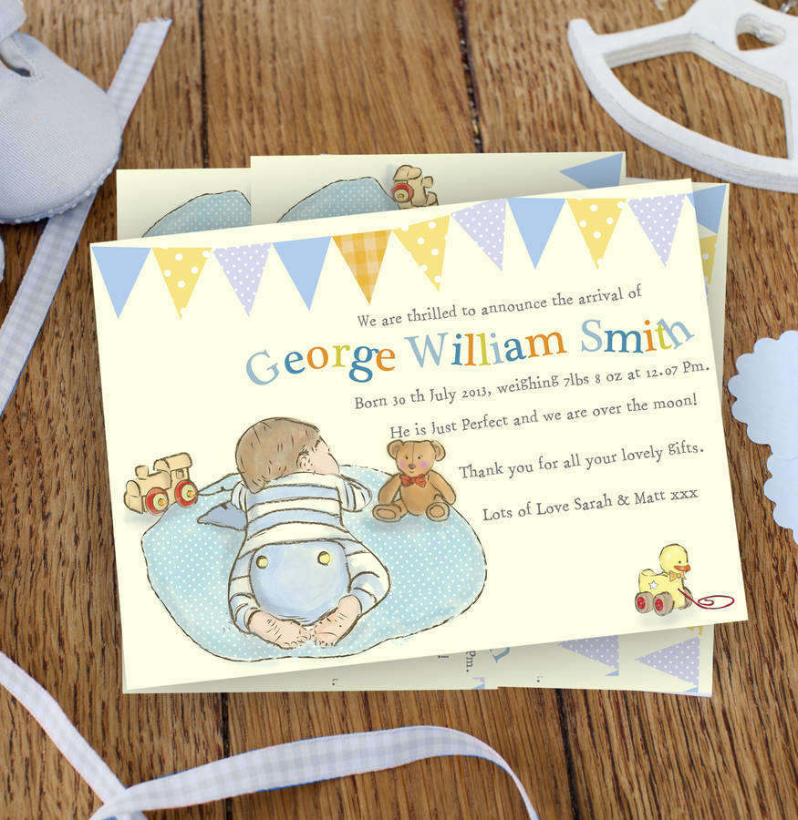 baby boy birth announcement cards by august & grace