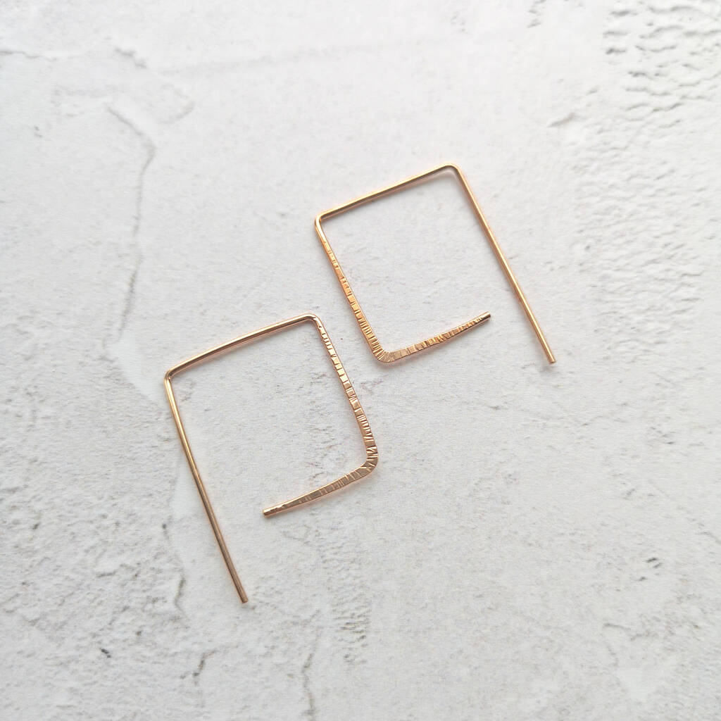 Square Hammered Hoop Earrings By Marion Made Jewellery