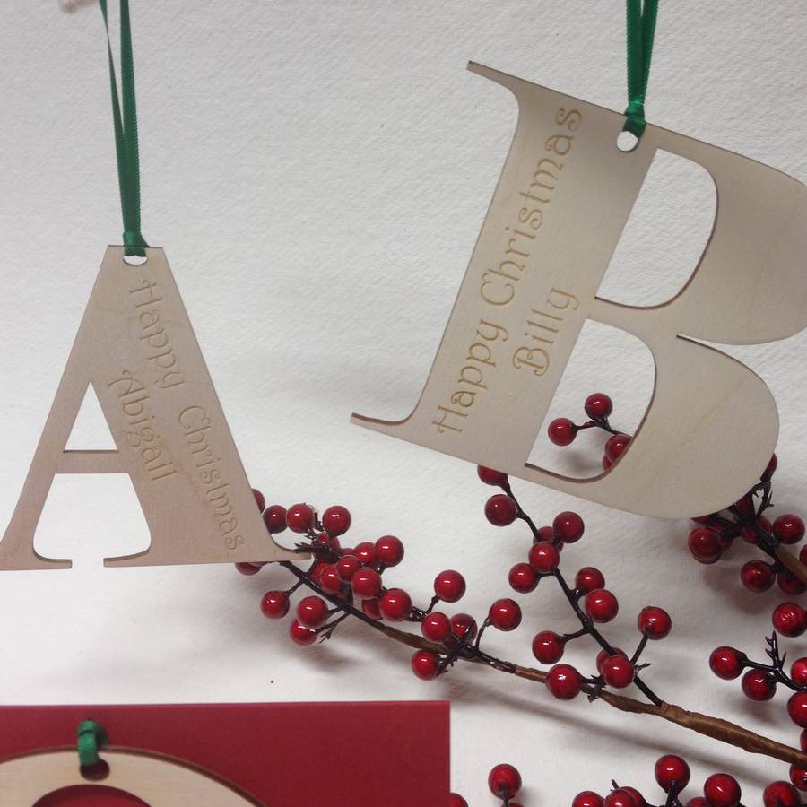 personalised letter christmas decoration and card by hickory dickory