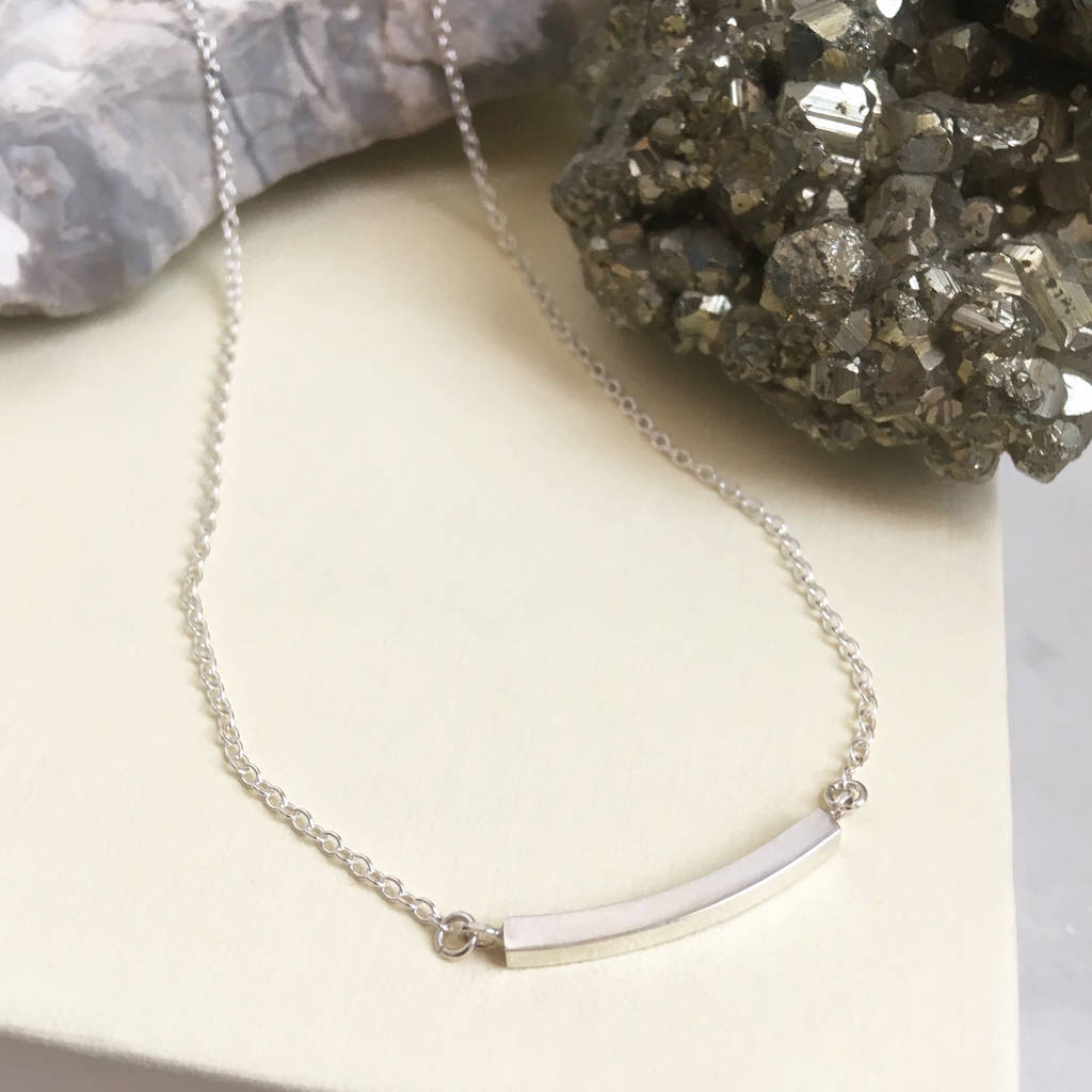 Silver Curved Bar Necklace By Genevieve Broughton Notonthehighstreet