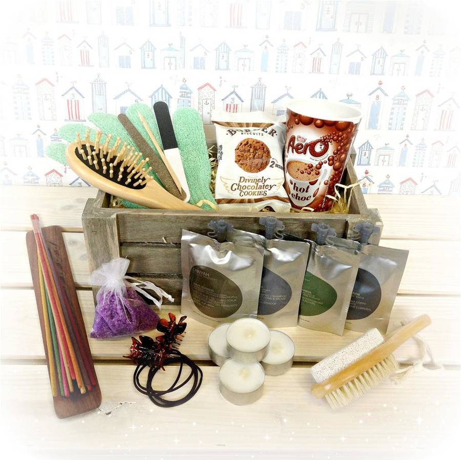 gift wrapped 36 gifts bath pamper hamper crate by christening gifts