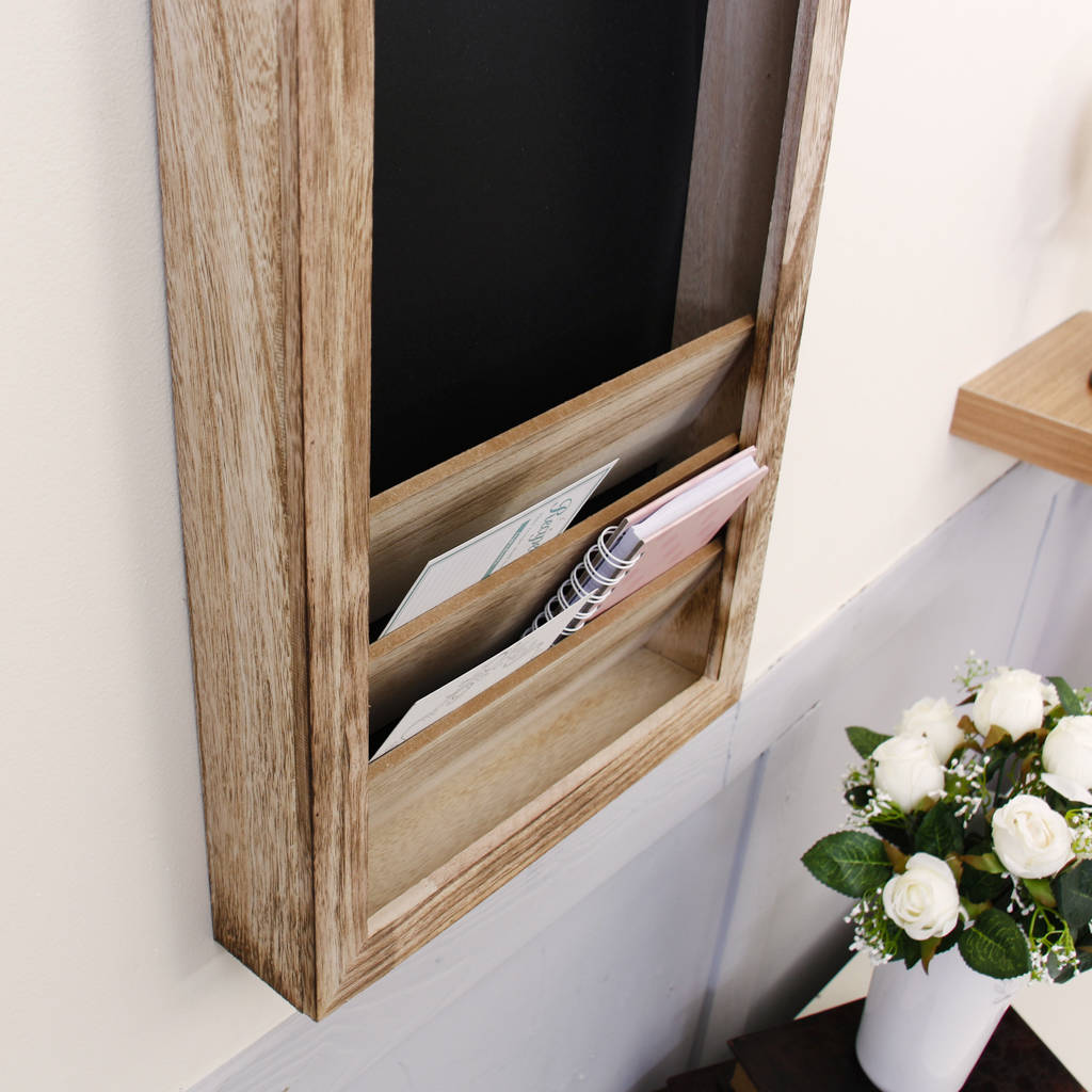 wall mounted letter rack, chalkboard and clock by dibor