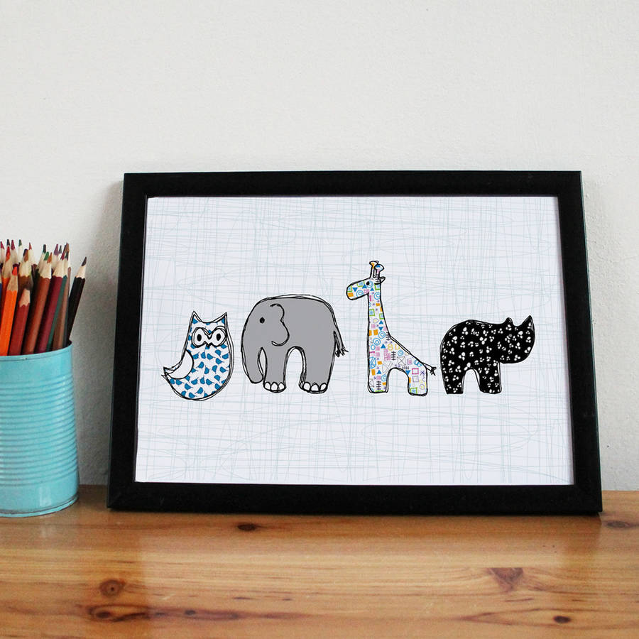 cute animal nursery print by martha and hepsie
