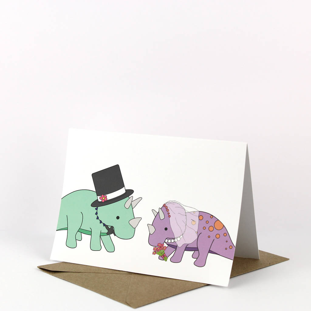 dinosaur wedding card by charlotte filshie | notonthehighstreet.com