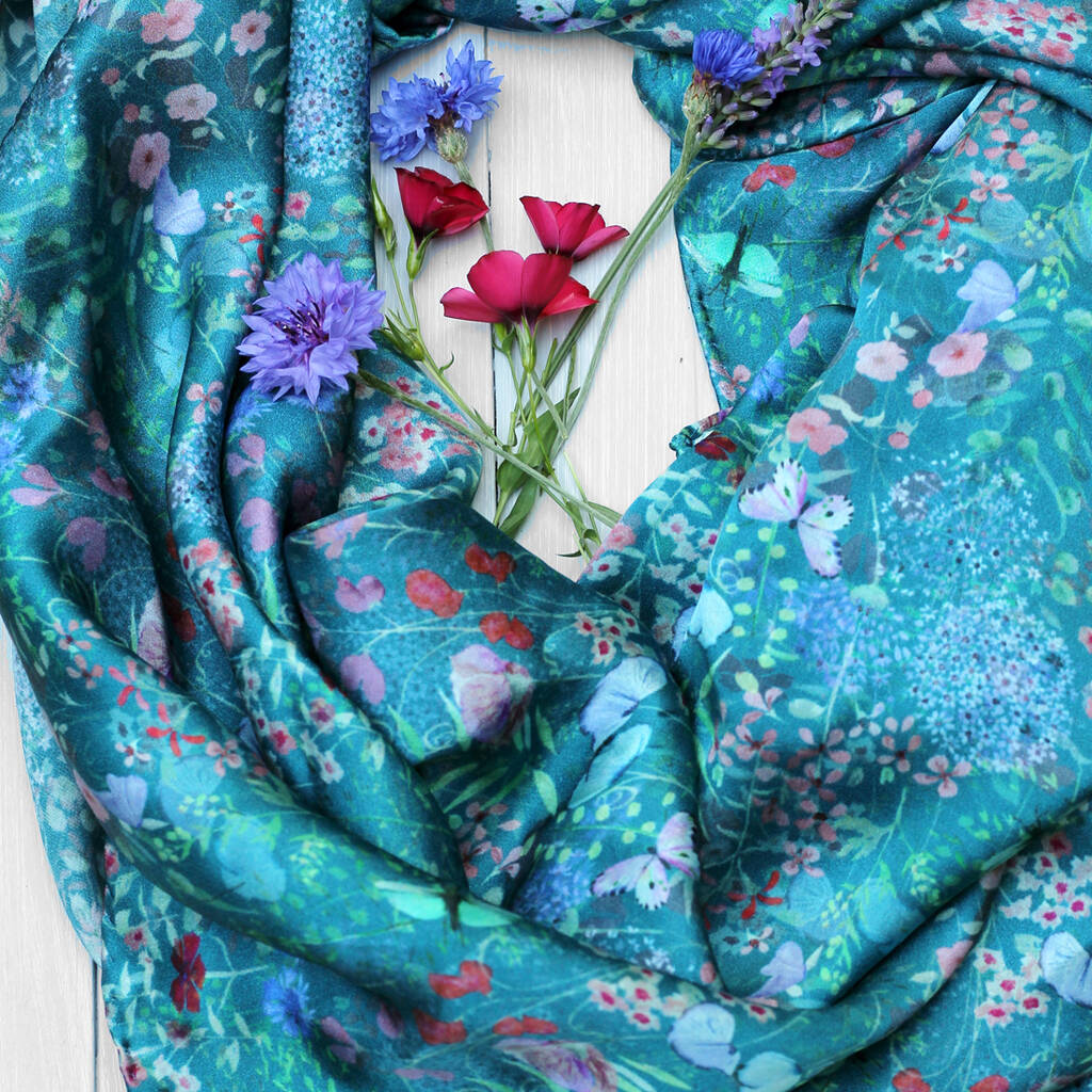 Botanical Large Square Silk Scarf By Pattern Passion