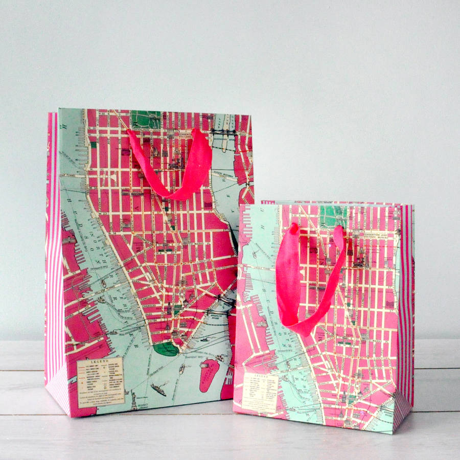 new york vintage map inspired gift bags by thelittleboysroom