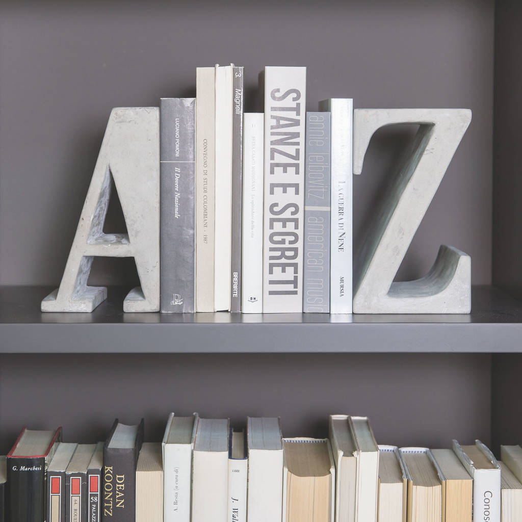 a z heavy concrete book ends by the letteroom | notonthehighstreet.com